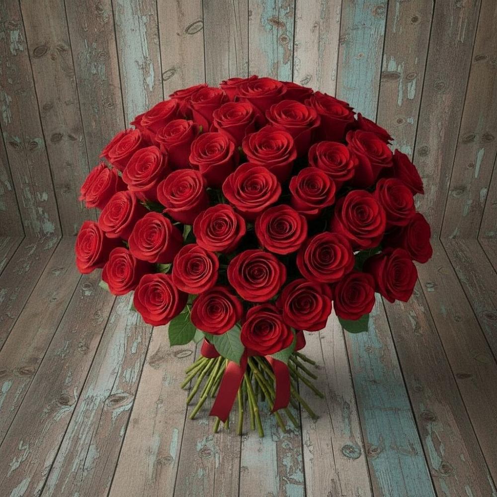 Букет 55 Красных роз Фридом в Урухской