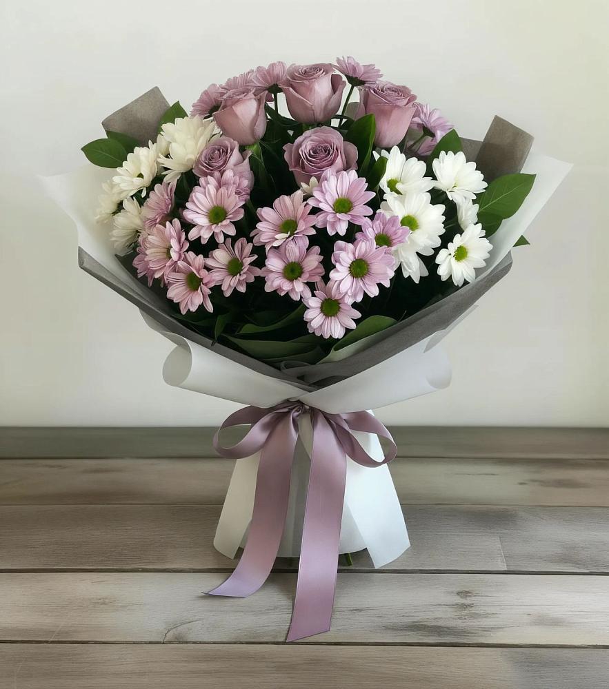Букет цветов из: Хризантемы и Розы в Урухской