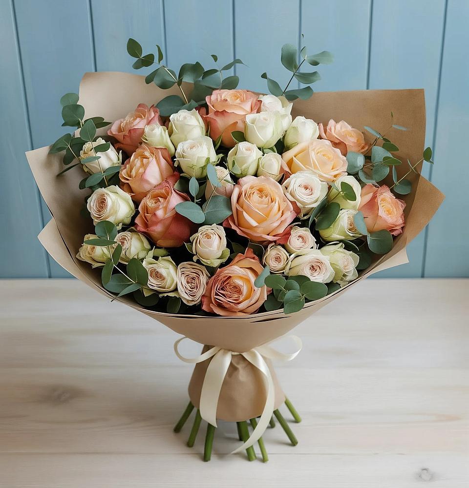 Букет цветов из: Альстромерии и Розы в Урухской