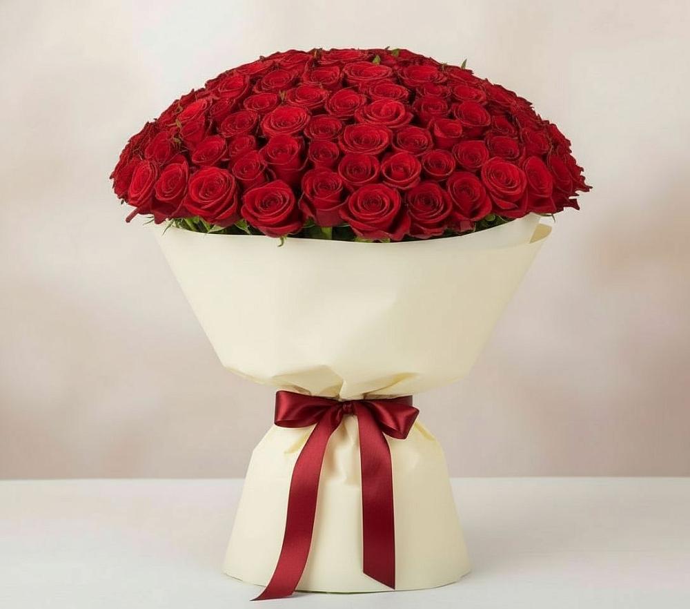 Букет 101 Красная роза Милано в Урухской