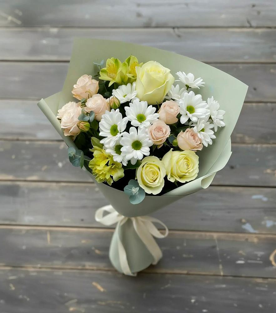 Букет цветов из: Альстромерии, Розы и Хризантемы в Урухской