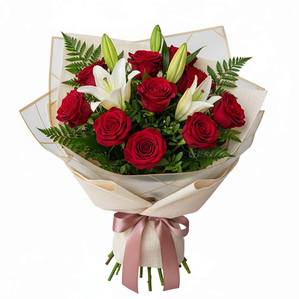 Букет цветов из: Лилии и Розы в Урухской