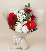 Букет цветов из:  Розы, Хризантемы, Герберы и Лилии в Урухской