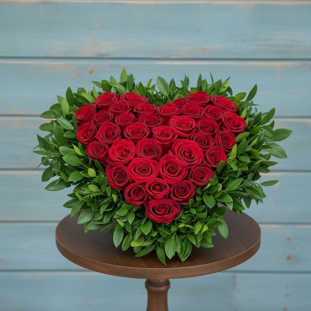 Цветочная композиция из Розы в виде сердца в Урухской