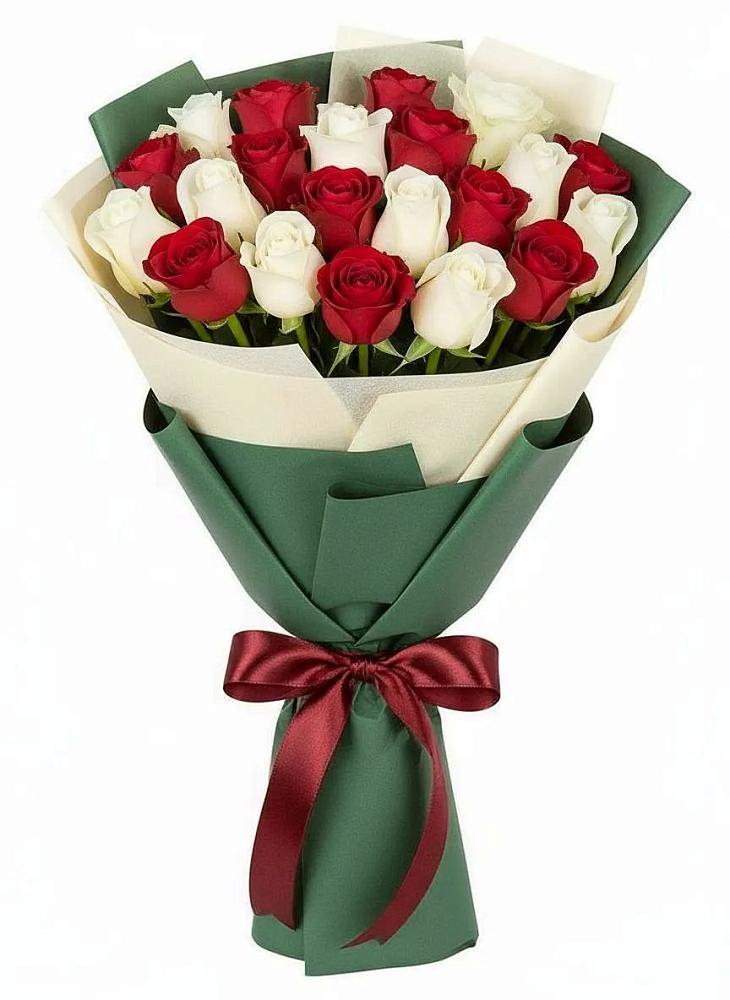 Букет Микс из красных и белых роз в Урухской
