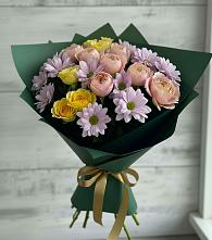 Букет цветов из:  Хризантемы и Розы в Урухской