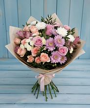 Букет цветов из:  Хризантемы, Розы и Альстромерии #REPLACE_PRED# Урухской