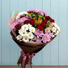Букет цветов из:  Розы, Хризантемы и Альстромерии в Урухской
