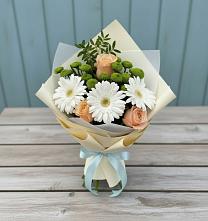 Букет цветов из:  Герберы, Розы и Хризантемы в Урухской