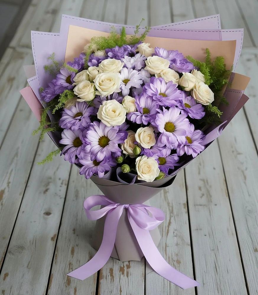 Букет цветов из: Хризантемы и Розы в Урухской